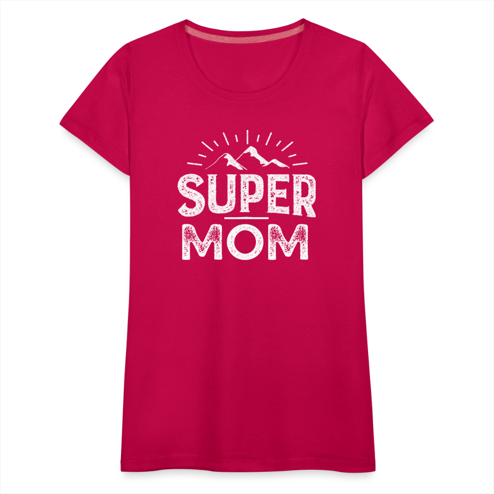 Frauen Premium T-Shirt - Super Mom - dunkles Pink