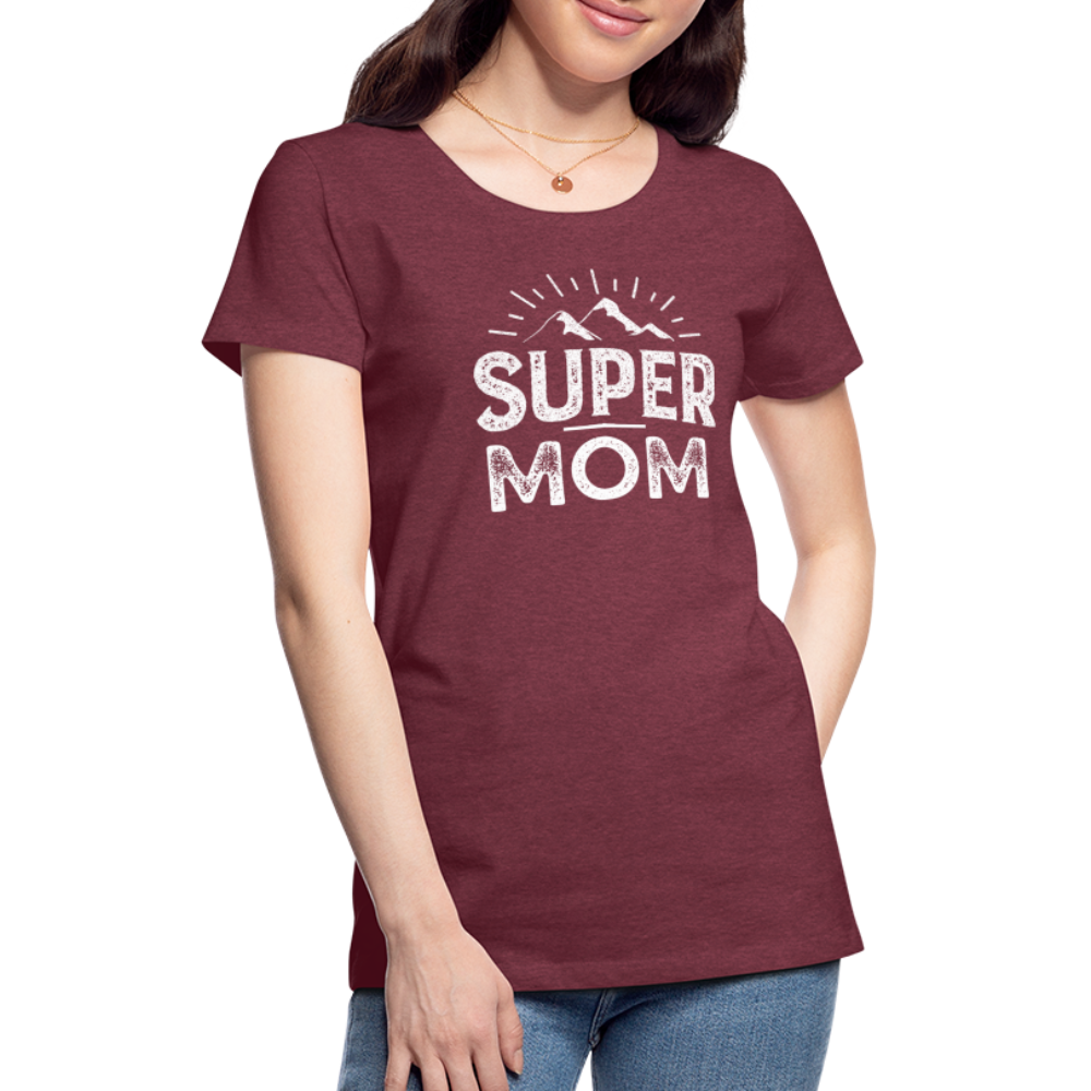 Frauen Premium T-Shirt - Super Mom - Bordeauxrot meliert