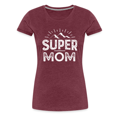 Frauen Premium T-Shirt - Super Mom - Bordeauxrot meliert