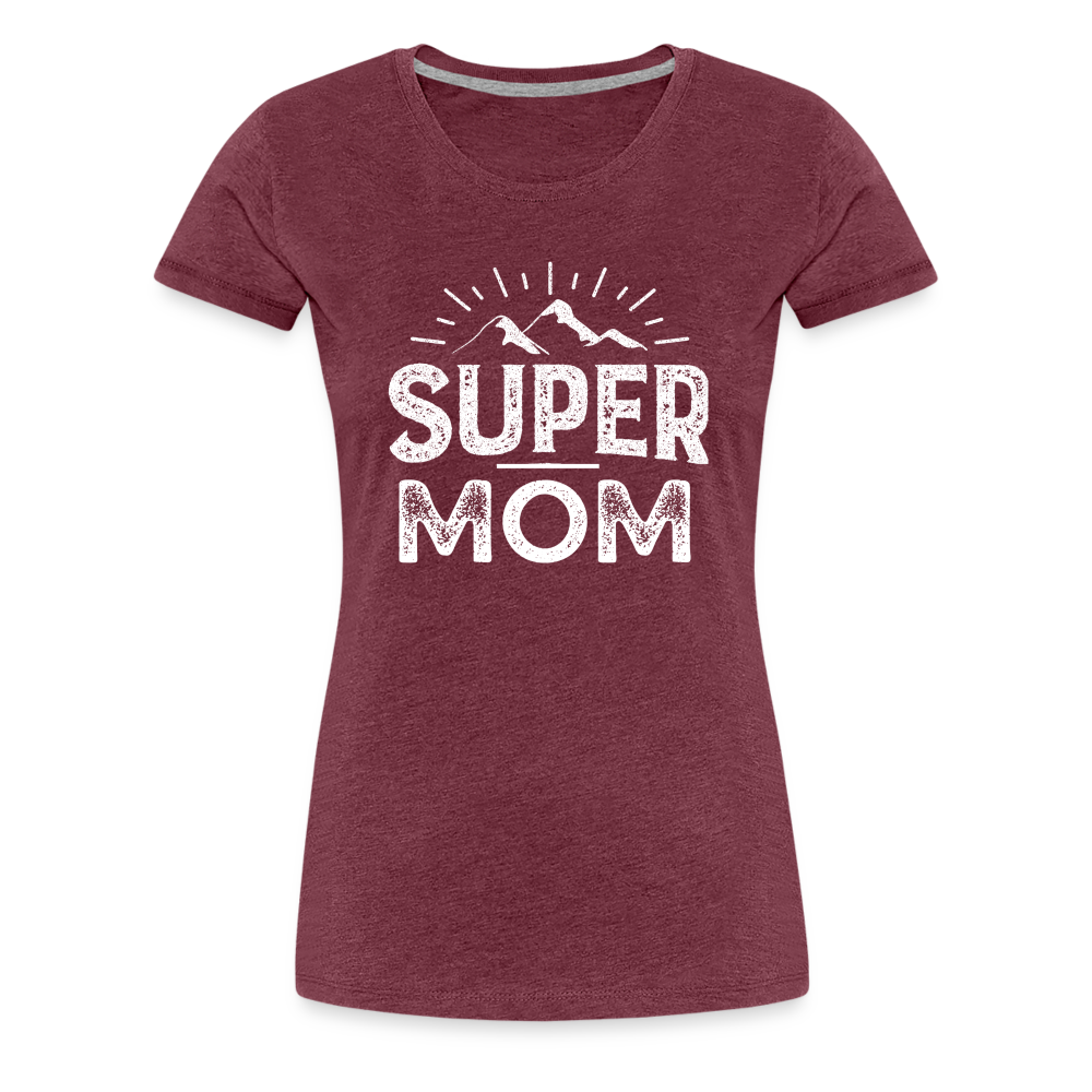 Frauen Premium T-Shirt - Super Mom - Bordeauxrot meliert