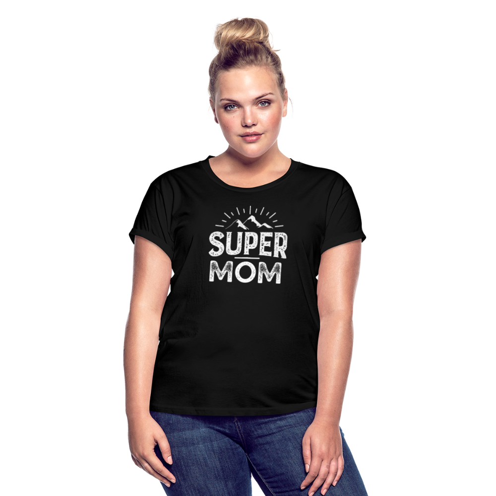 Frauen Oversize T-Shirt - Super Mom - Schwarz