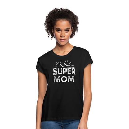 Frauen Oversize T-Shirt - Super Mom - Schwarz