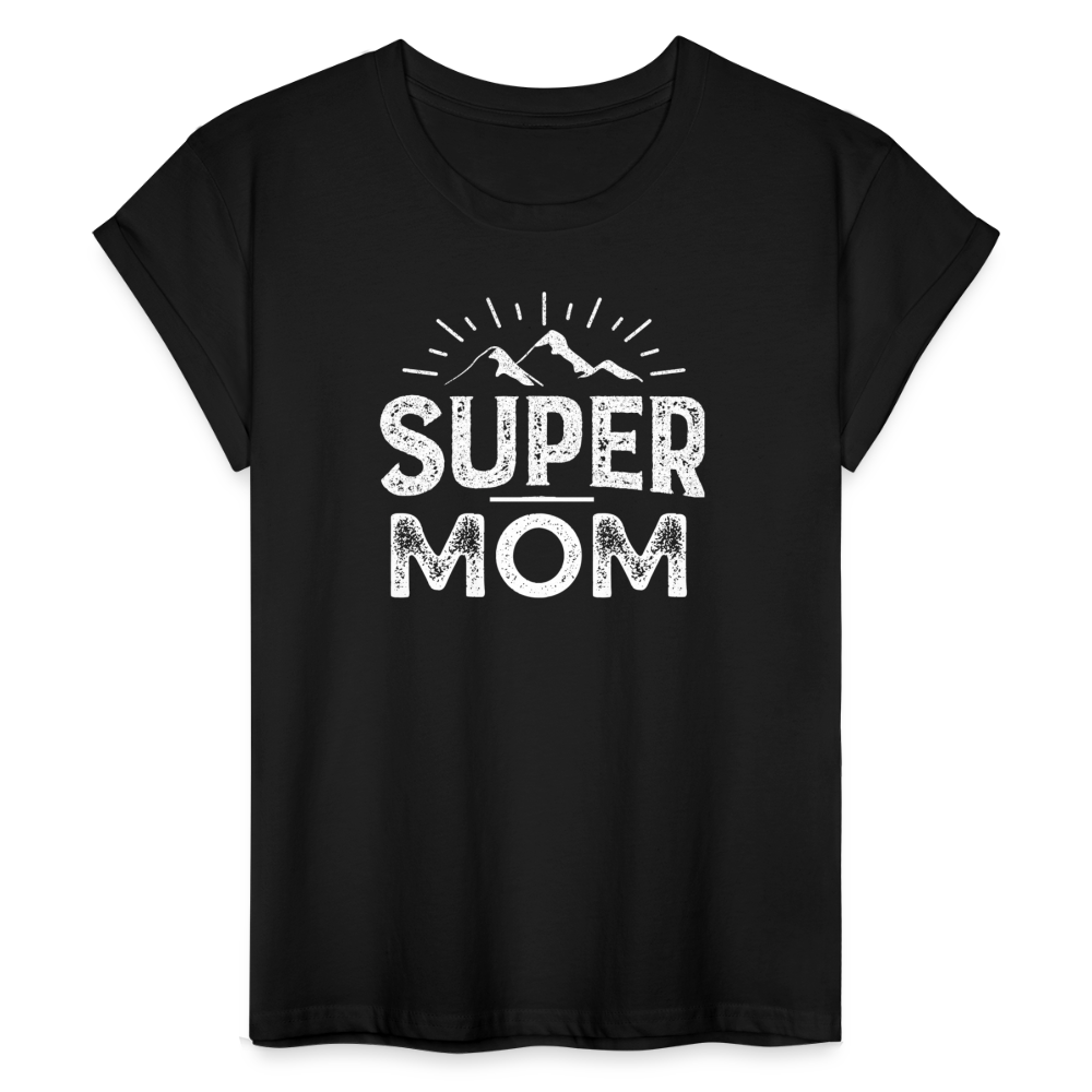 Frauen Oversize T-Shirt - Super Mom - Schwarz