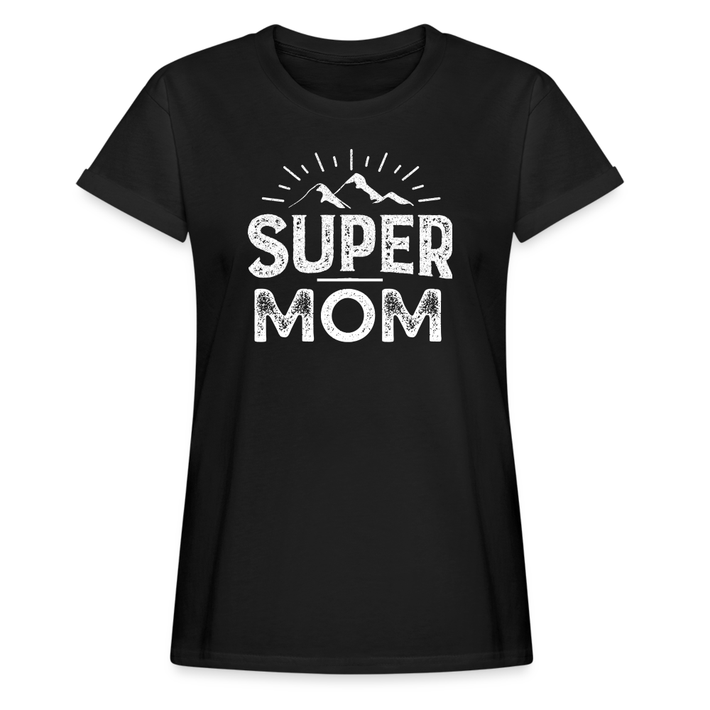 Frauen Oversize T-Shirt - Super Mom - Schwarz