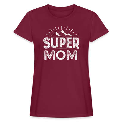 Frauen Oversize T-Shirt - Super Mom - Bordeaux