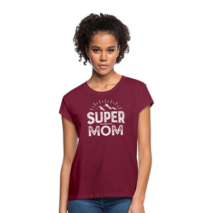 Frauen Oversize T-Shirt - Super Mom - Bordeaux