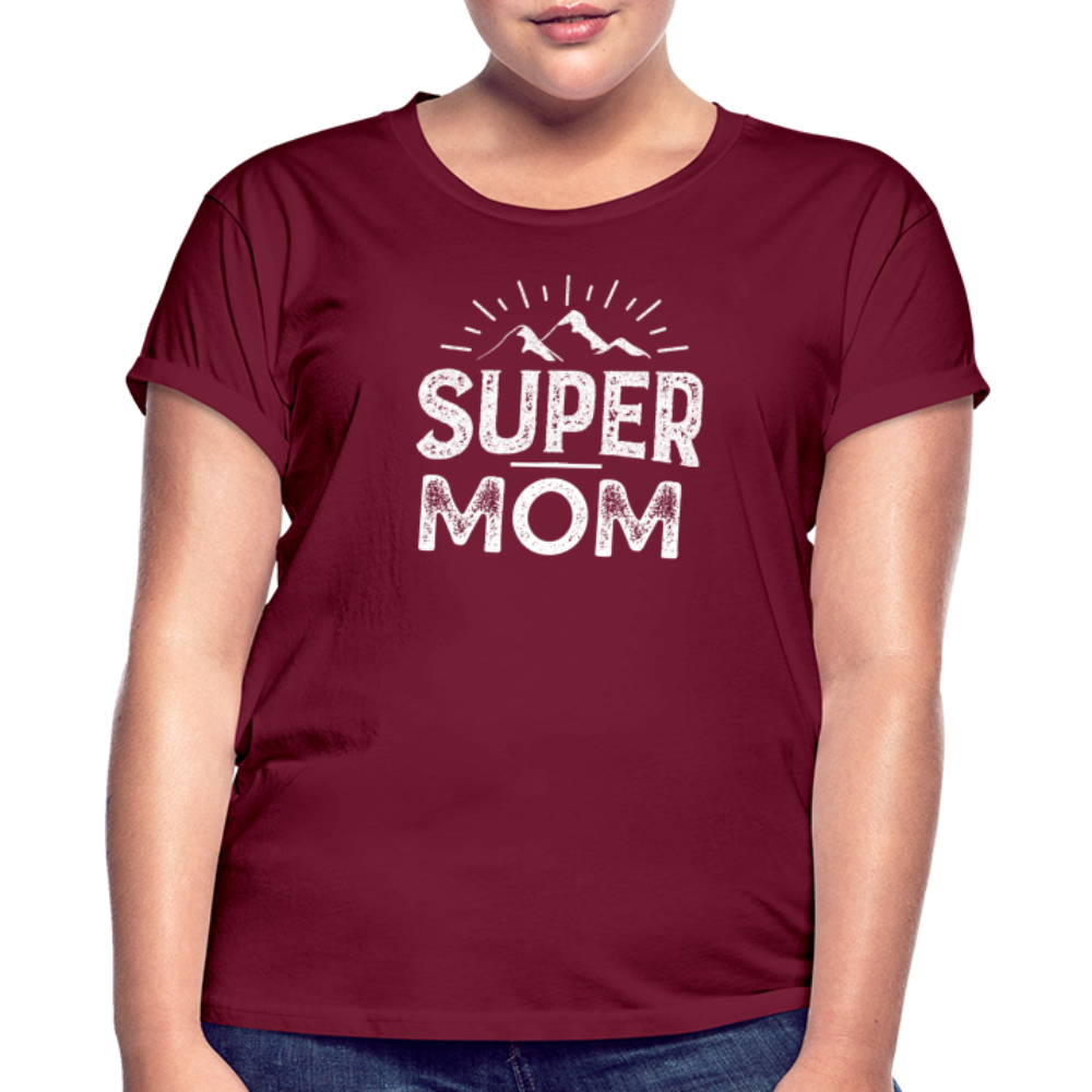 Frauen Oversize T-Shirt - Super Mom - Bordeaux