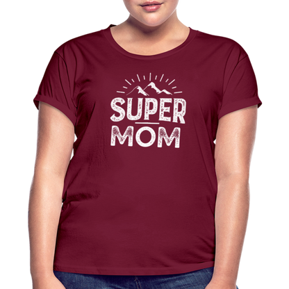 Frauen Oversize T-Shirt - Super Mom - Bordeaux