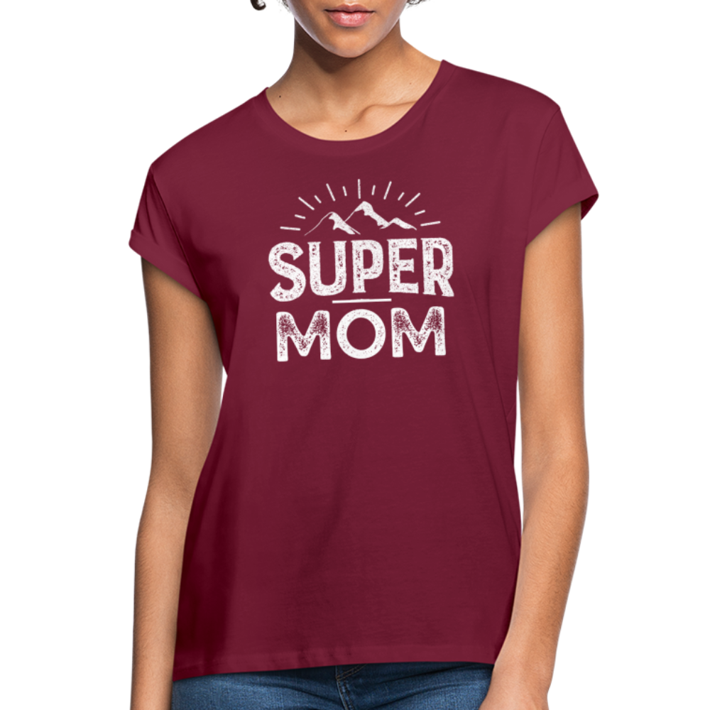 Frauen Oversize T-Shirt - Super Mom - Bordeaux