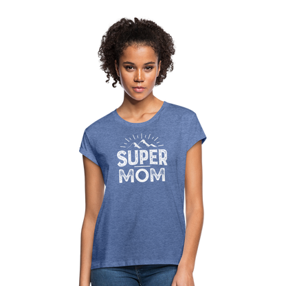 Frauen Oversize T-Shirt - Super Mom - Denim meliert