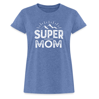 Frauen Oversize T-Shirt - Super Mom - Denim meliert