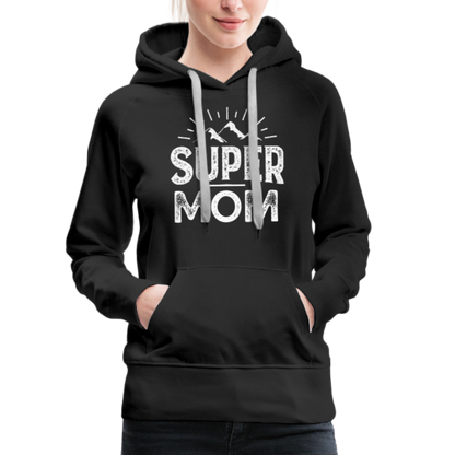 Frauen Premium Hoodie - Super Mom - Schwarz