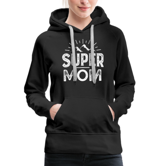 Frauen Premium Hoodie - Super Mom - Schwarz