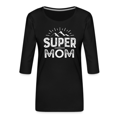 Frauen Premium 3/4-Arm Shirt - Super Mom - Schwarz