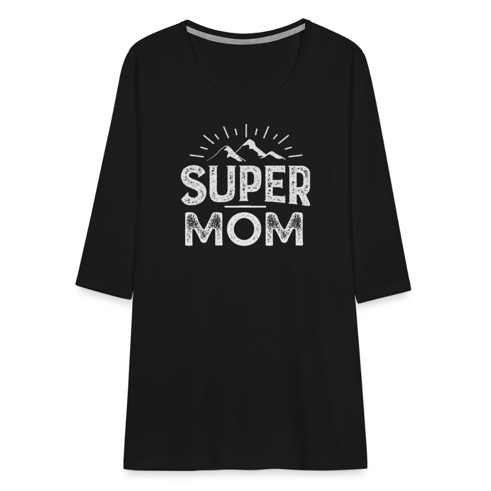 Frauen Premium 3/4-Arm Shirt - Super Mom - Schwarz