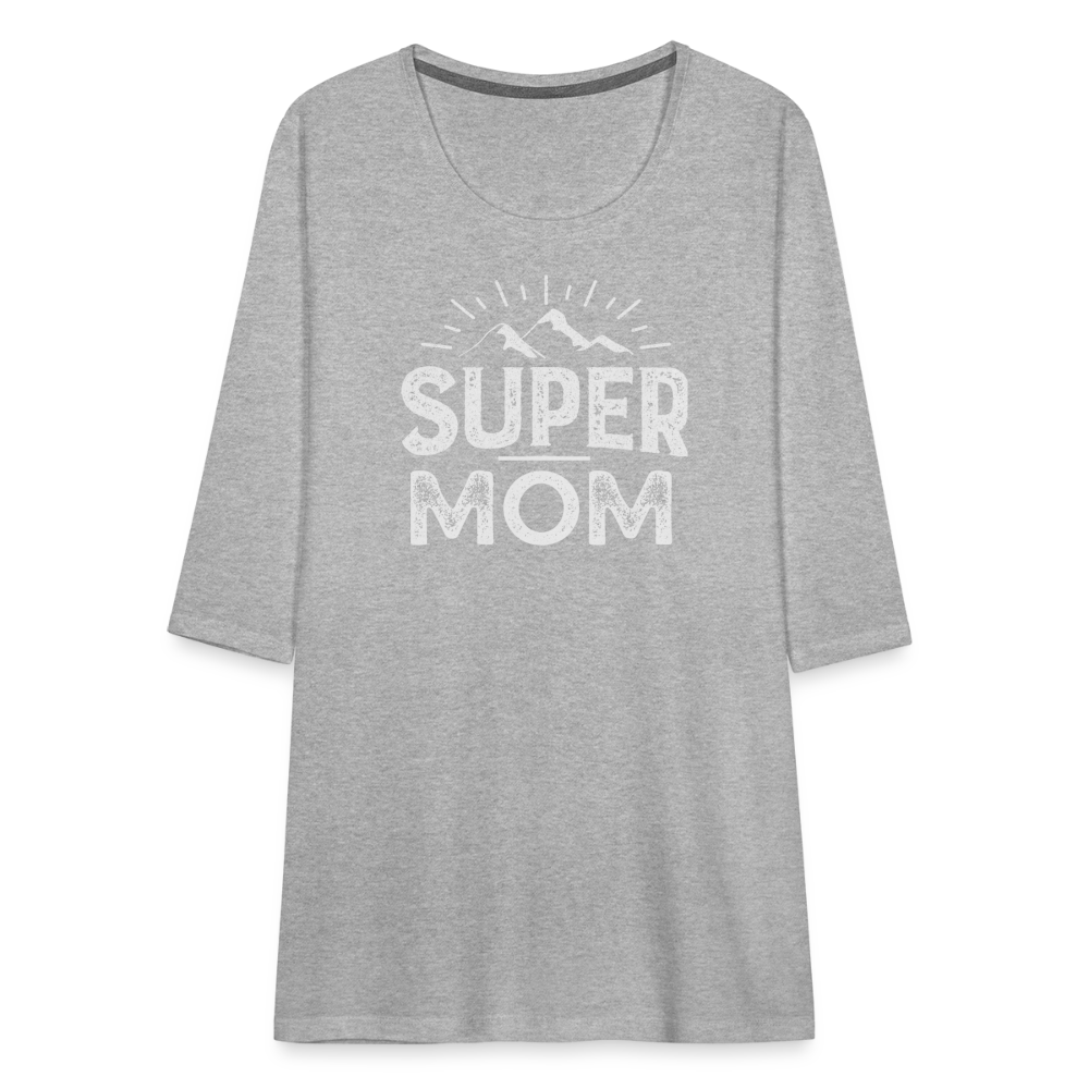 Frauen Premium 3/4-Arm Shirt - Super Mom - Grau meliert