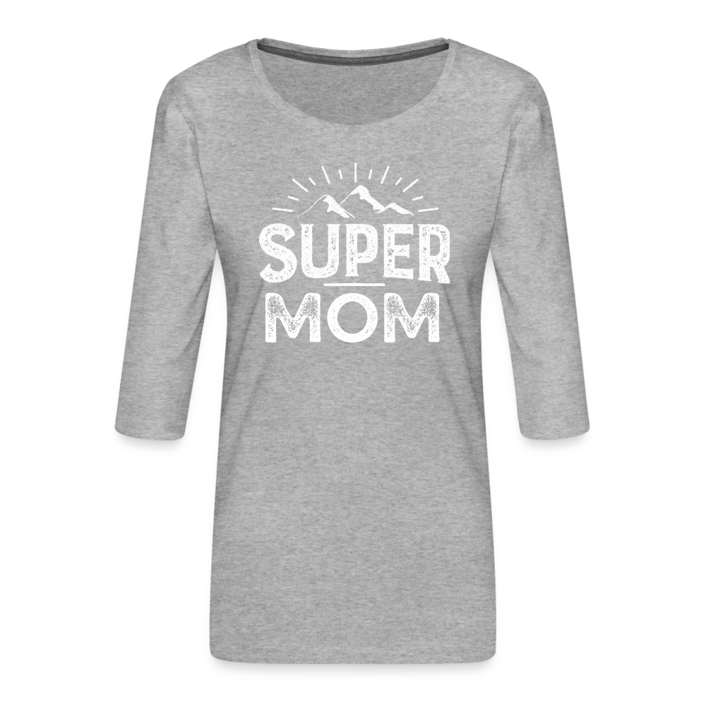 Frauen Premium 3/4-Arm Shirt - Super Mom - Grau meliert