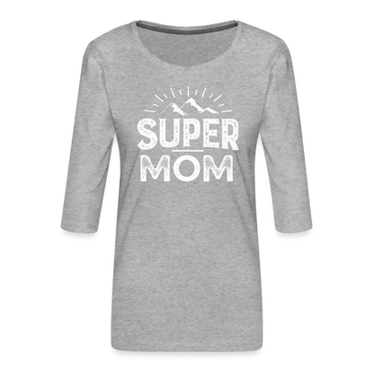 Frauen Premium 3/4-Arm Shirt - Super Mom - Grau meliert