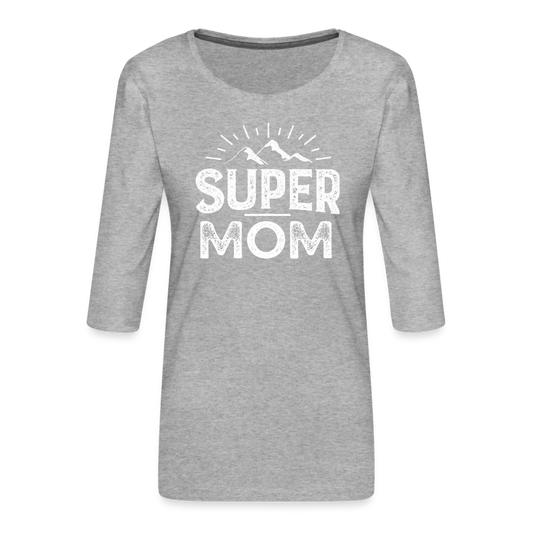 Frauen Premium 3/4-Arm Shirt - Super Mom - Grau meliert