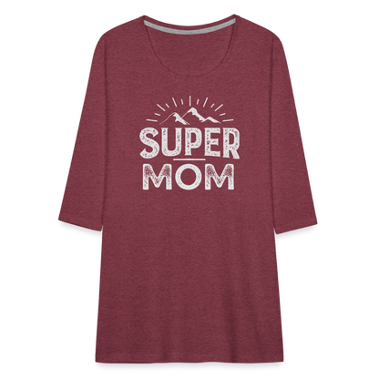 Frauen Premium 3/4-Arm Shirt - Super Mom - Bordeauxrot meliert