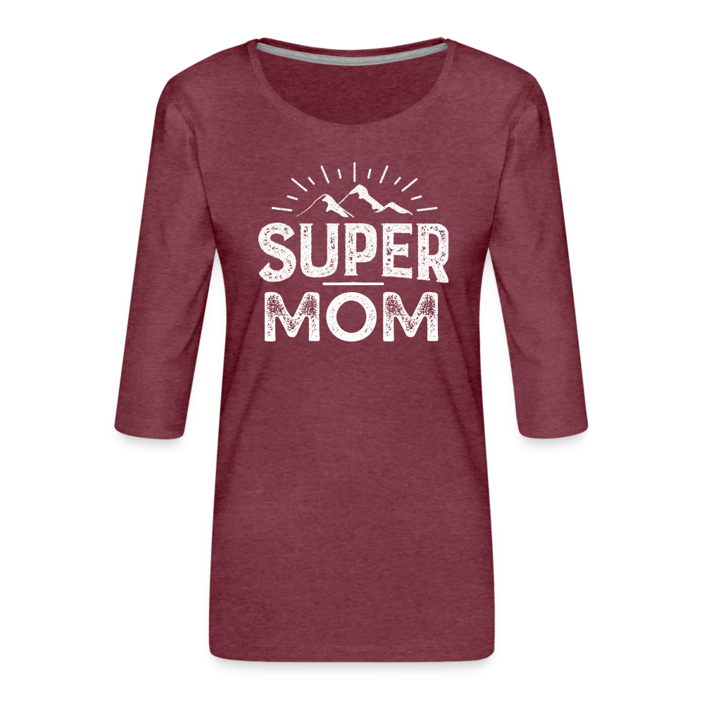 Frauen Premium 3/4-Arm Shirt - Super Mom - Bordeauxrot meliert