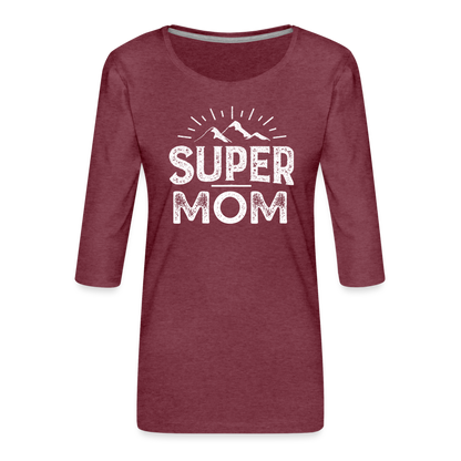 Frauen Premium 3/4-Arm Shirt - Super Mom - Bordeauxrot meliert