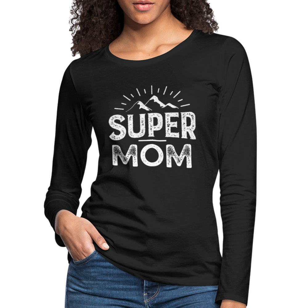 Frauen Premium Langarmshirt - Super Mom - Schwarz