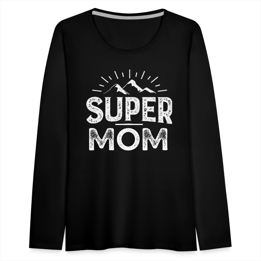 Frauen Premium Langarmshirt - Super Mom - Schwarz