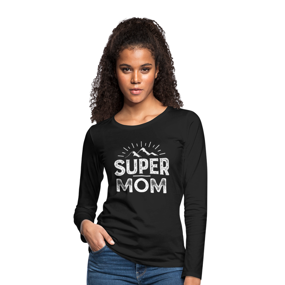 Frauen Premium Langarmshirt - Super Mom - Schwarz