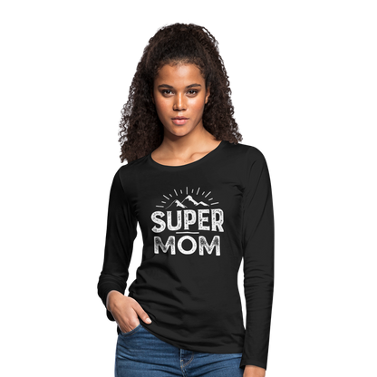 Frauen Premium Langarmshirt - Super Mom - Schwarz