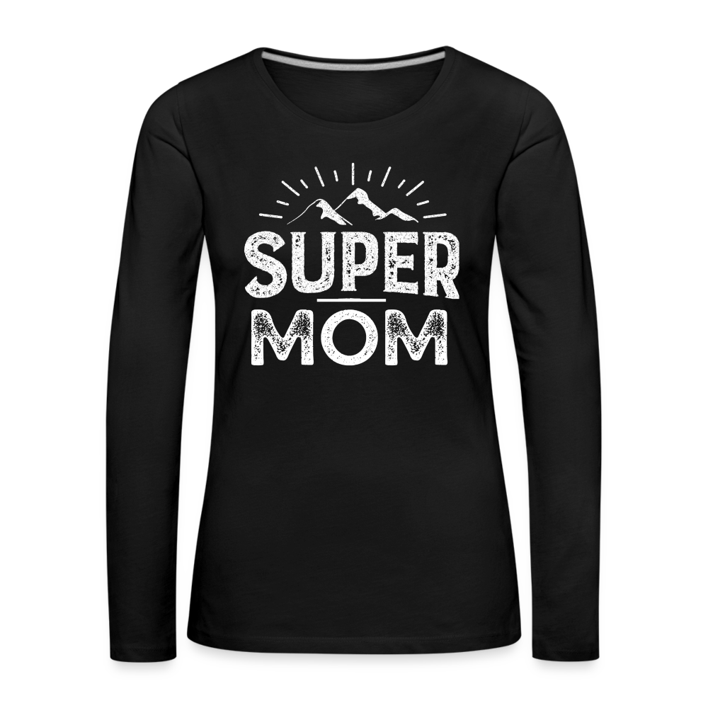 Frauen Premium Langarmshirt - Super Mom - Schwarz