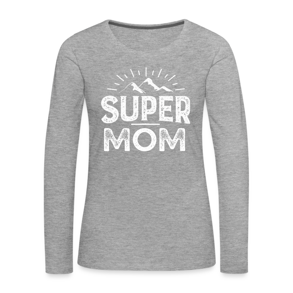 Frauen Premium Langarmshirt - Super Mom - Grau meliert