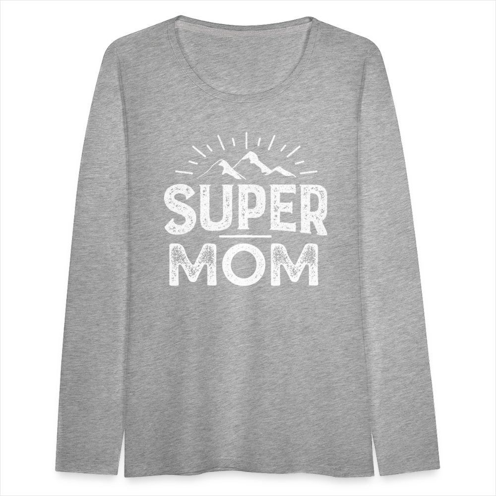 Frauen Premium Langarmshirt - Super Mom - Grau meliert