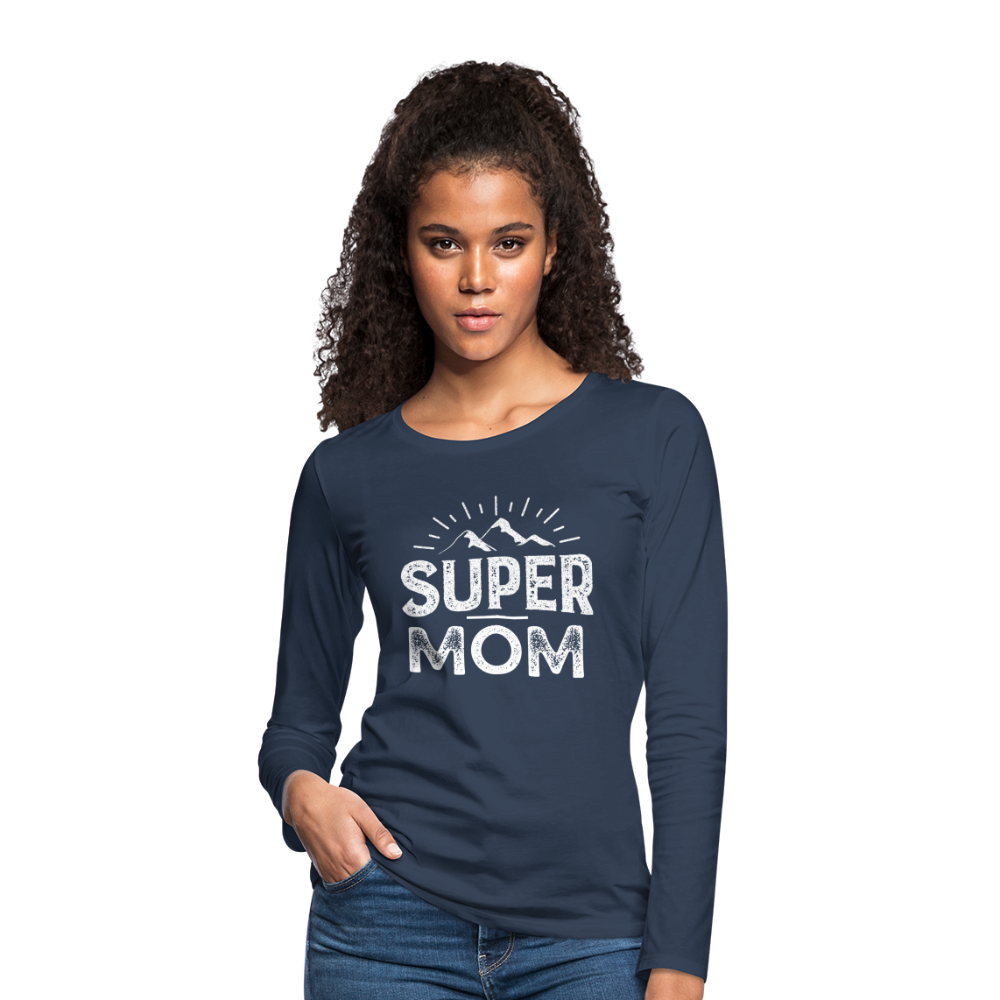 Frauen Premium Langarmshirt - Super Mom - Navy