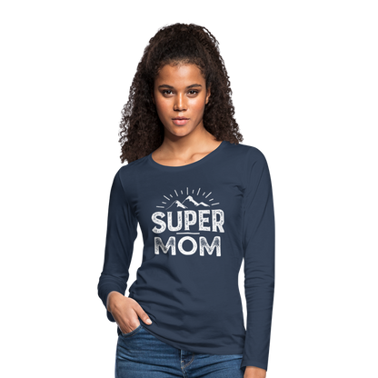 Frauen Premium Langarmshirt - Super Mom - Navy