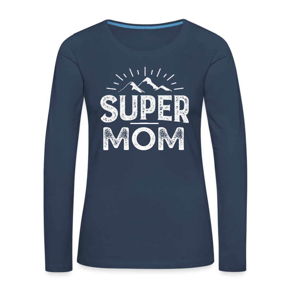 Frauen Premium Langarmshirt - Super Mom - Navy