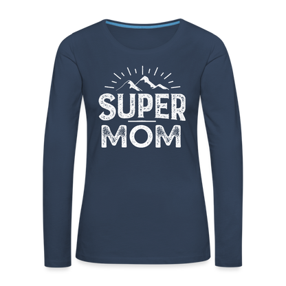 Frauen Premium Langarmshirt - Super Mom - Navy