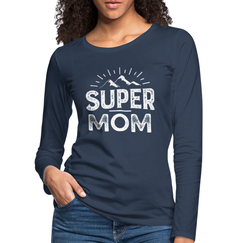 Frauen Premium Langarmshirt - Super Mom - Navy