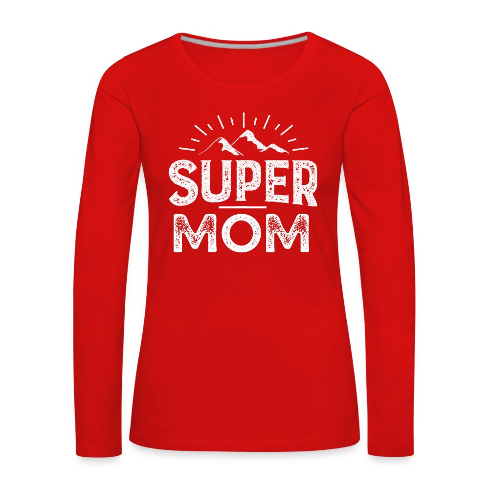 Frauen Premium Langarmshirt - Super Mom - Rot