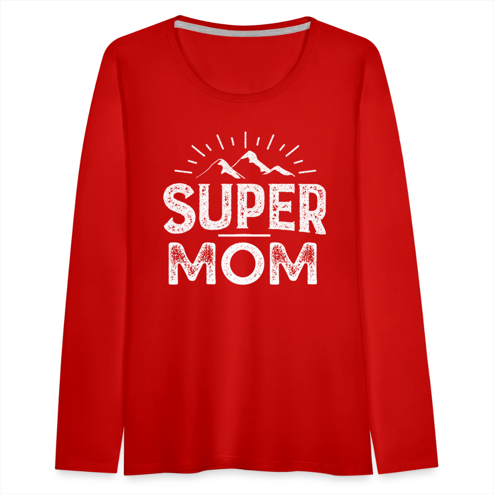 Frauen Premium Langarmshirt - Super Mom - Rot