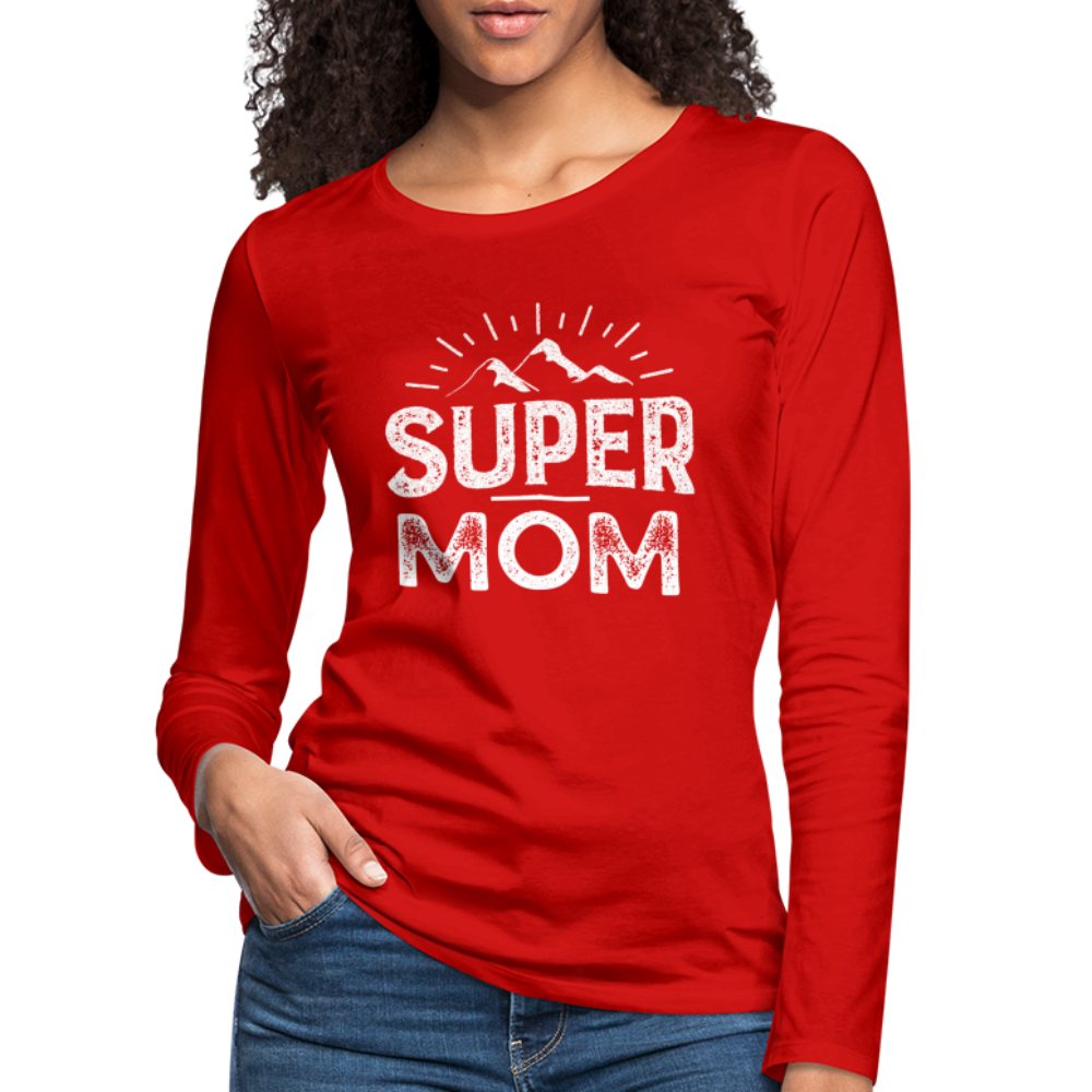 Frauen Premium Langarmshirt - Super Mom - Rot