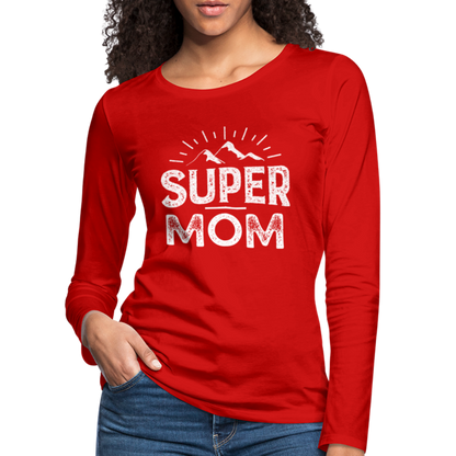 Frauen Premium Langarmshirt - Super Mom - Rot