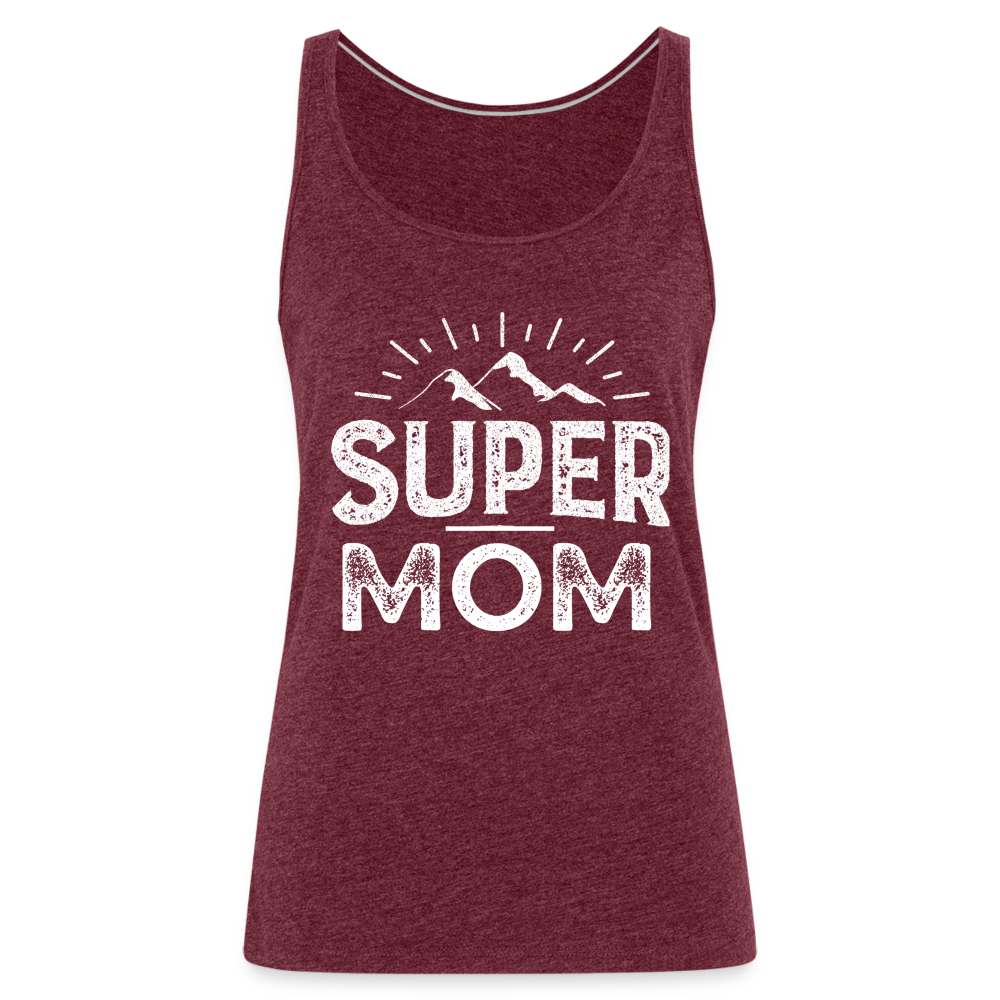 Frauen Premium Tank Top - Super Mom - Bordeauxrot meliert