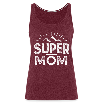 Frauen Premium Tank Top - Super Mom - Bordeauxrot meliert