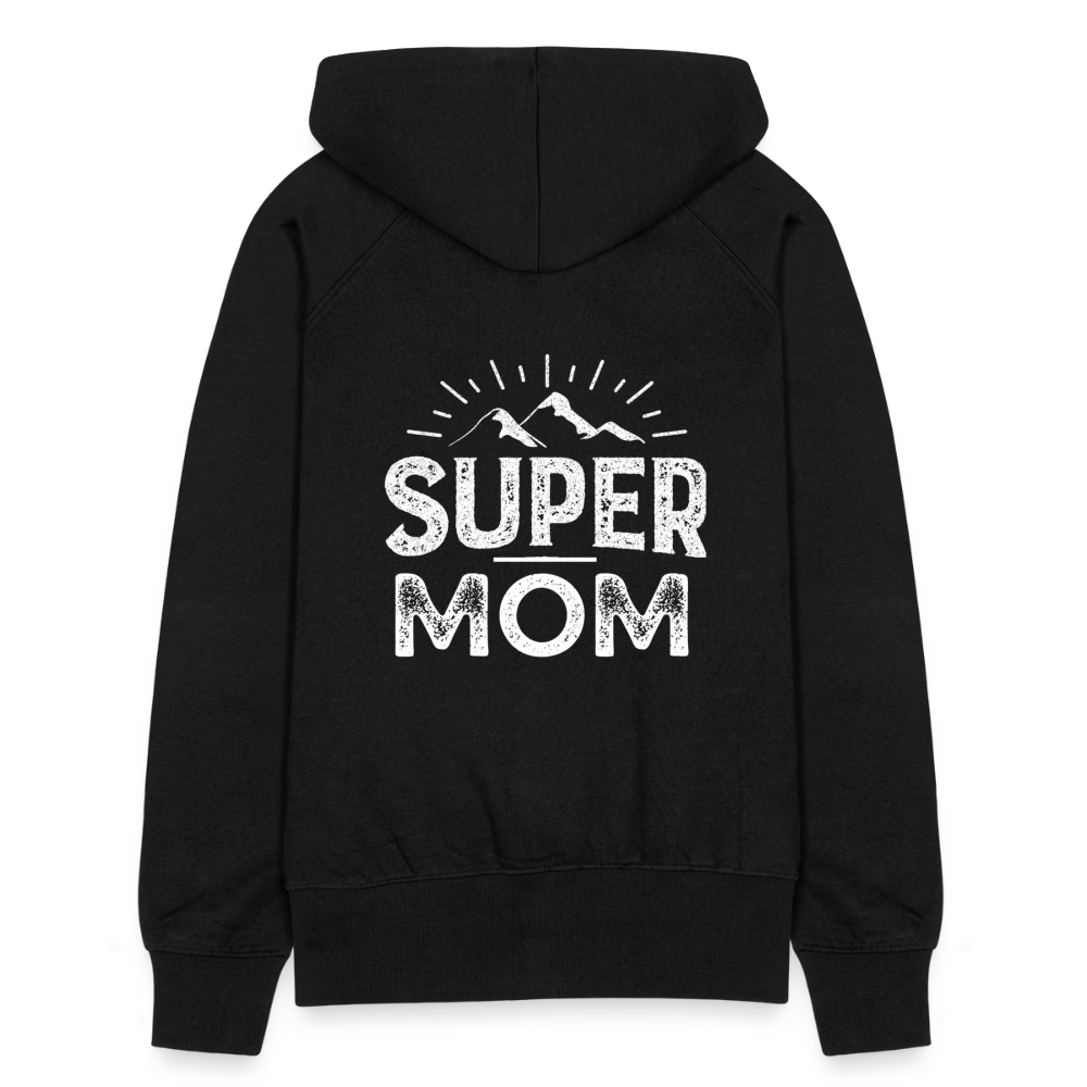 Frauen Premium Kapuzenjacke - Super Mom - Schwarz