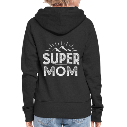 Frauen Premium Kapuzenjacke - Super Mom - Schwarz