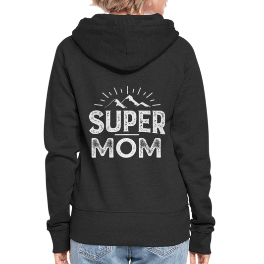 Frauen Premium Kapuzenjacke - Super Mom - Schwarz