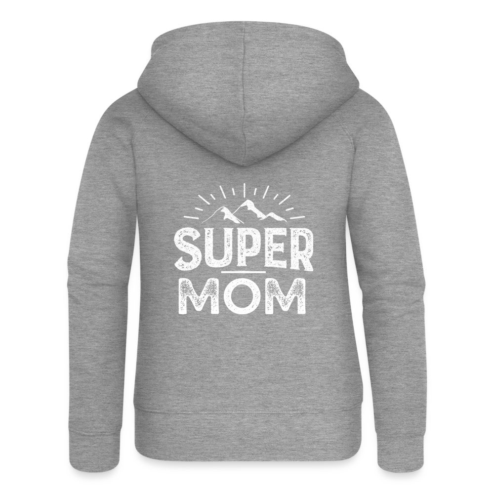 Frauen Premium Kapuzenjacke - Super Mom - Grau meliert