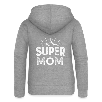 Frauen Premium Kapuzenjacke - Super Mom - Grau meliert