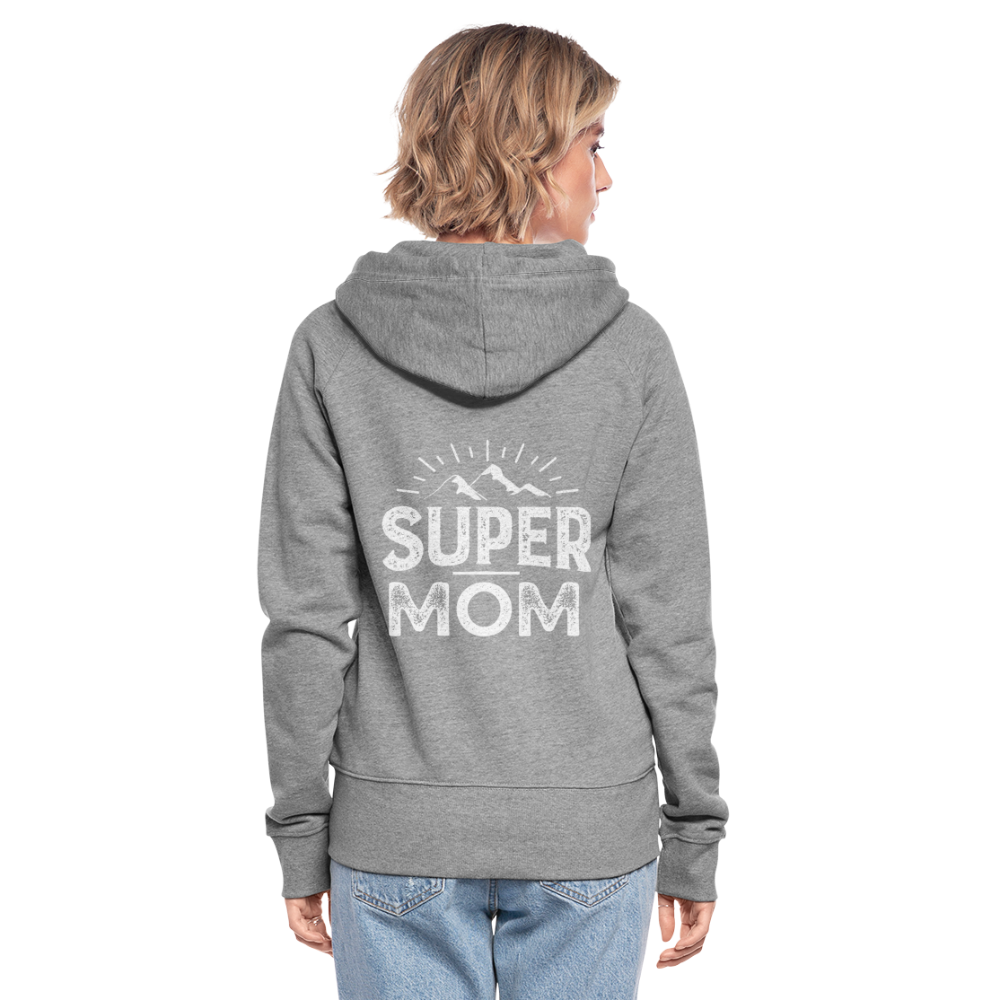 Frauen Premium Kapuzenjacke - Super Mom - Grau meliert